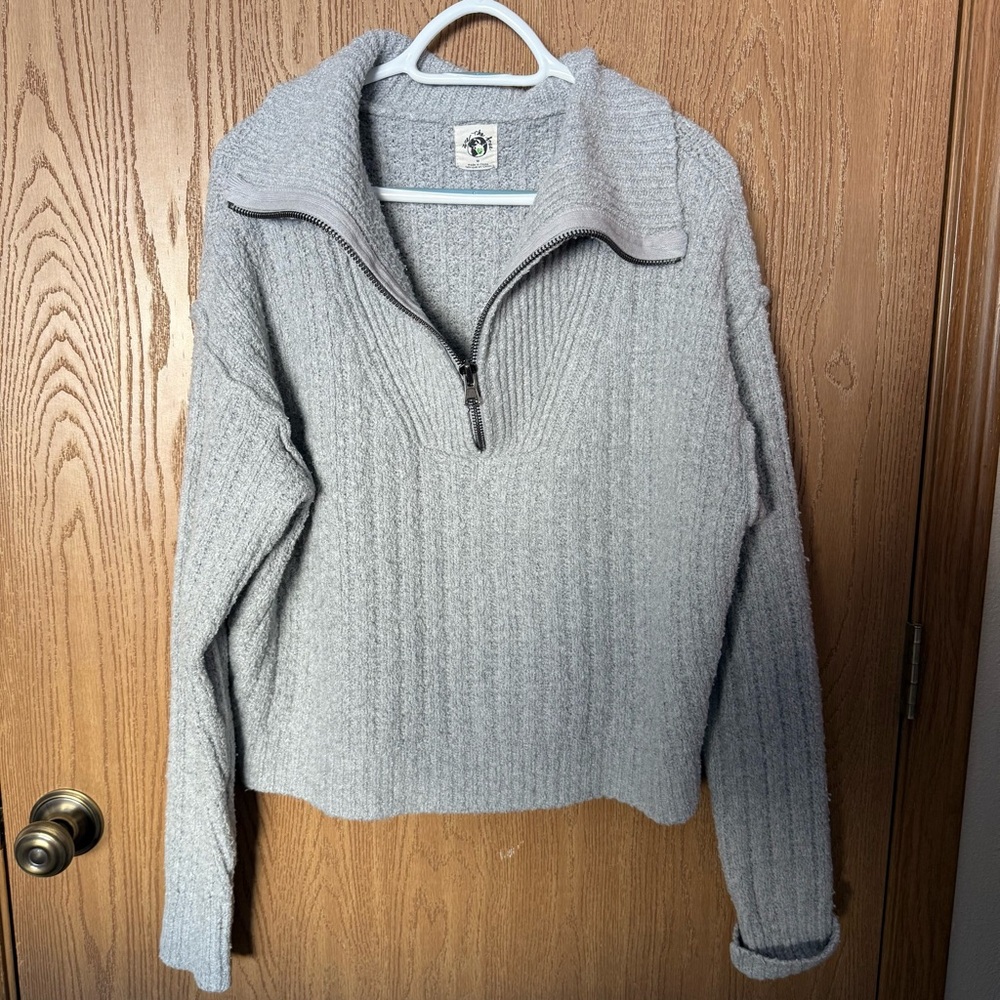 Free People Light Gray Cowl Neck Sweater